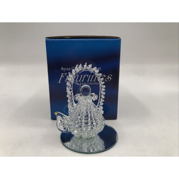 NEW Spun Art Glass Ornament Figurines On Mirror 24 Karat Gold Plated - Set of 4 - Picture 7 of 11